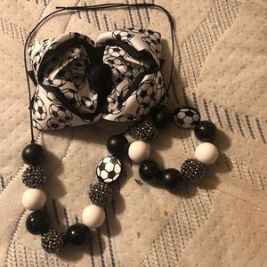 Soccer Bow n Necklace Set